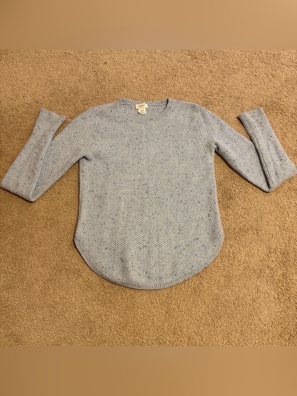 Club Monaco Women’s Light Blue Heathered Confetti Knit Cashmere Sweater, Size XS